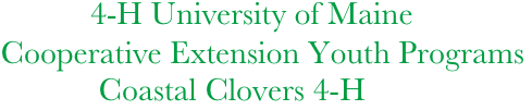           4-H University of Maine  
 Cooperative Extension Youth Programs
             Coastal Clovers 4-H                
     
