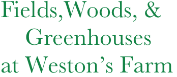 Fields,Woods, &
    Greenhouses
at Weston’s Farm